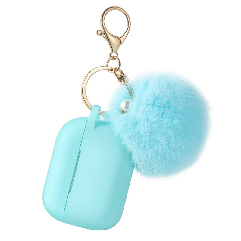 Cypher.V Protective Case Cover for Airpods Pro Charging Case, Upgraded Air Pods Silicone Case Skin with Soft Cute Ball Pom Pom Keychain Kit (A, Green) - Image 1